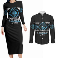 Aotearoa Atua Ranginui Personalised Couples Matching Long Sleeve Bodycon Dress and Long Sleeve Button Shirt Maori Sky Father Taniko Motifs
