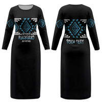 Aotearoa Atua Ranginui Personalised Couples Matching Long Sleeve Bodycon Dress and Long Sleeve Button Shirt Maori Sky Father Taniko Motifs