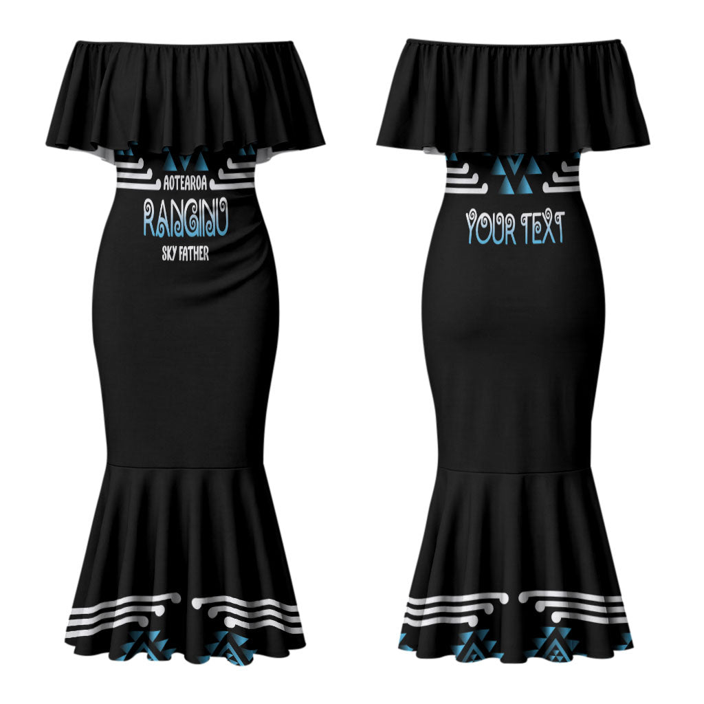 Aotearoa Atua Ranginui Personalised Couples Matching Mermaid Dress and Hawaiian Shirt Maori Sky Father Taniko Motifs