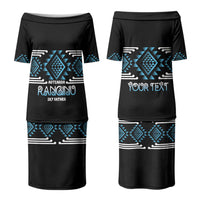 Aotearoa Atua Ranginui Personalised Couples Matching Puletasi and Long Sleeve Button Shirt Maori Sky Father Taniko Motifs