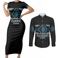 Aotearoa Atua Ranginui Personalised Couples Matching Short Sleeve Bodycon Dress and Long Sleeve Button Shirt Maori Sky Father Taniko Motifs
