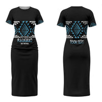 Aotearoa Atua Ranginui Personalised Couples Matching Short Sleeve Bodycon Dress and Long Sleeve Button Shirt Maori Sky Father Taniko Motifs