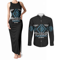 Aotearoa Atua Ranginui Personalised Couples Matching Tank Maxi Dress and Long Sleeve Button Shirt Maori Sky Father Taniko Motifs