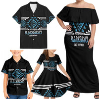 Aotearoa Atua Ranginui Personalised Family Matching Off Shoulder Maxi Dress and Hawaiian Shirt Maori Sky Father Taniko Motifs