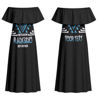 Aotearoa Atua Ranginui Personalised Family Matching Off Shoulder Maxi Dress and Hawaiian Shirt Maori Sky Father Taniko Motifs