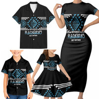 Aotearoa Atua Ranginui Personalised Family Matching Short Sleeve Bodycon Dress and Hawaiian Shirt Maori Sky Father Taniko Motifs