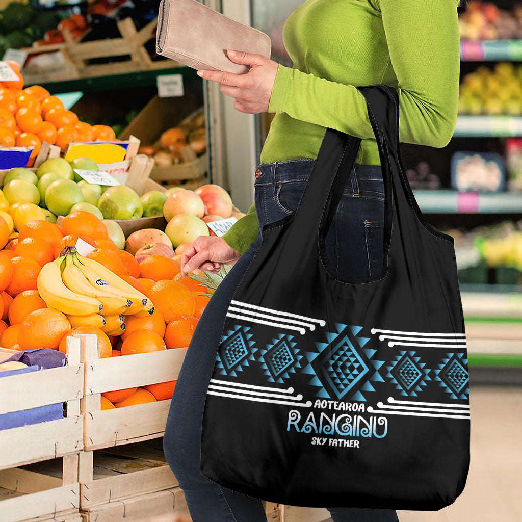 Aotearoa Atua Ranginui Grocery Bag Maori Sky Father Taniko Motifs