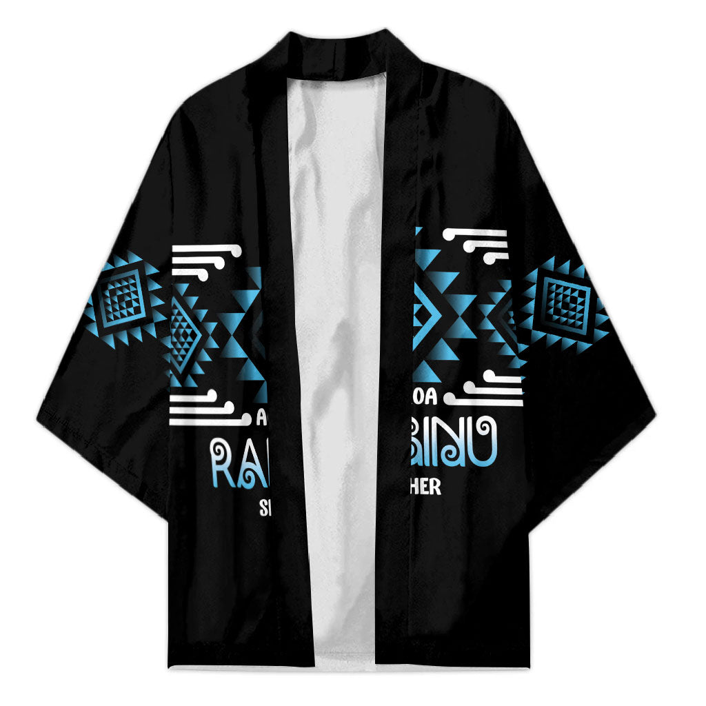 Aotearoa Atua Ranginui Personalised Kimono Maori Sky Father Taniko Motifs LT14 Unisex Blue - Polynesian Pride