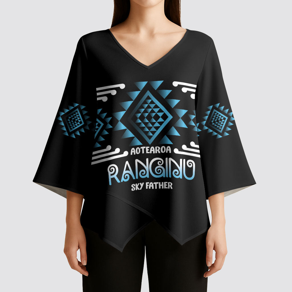 Aotearoa Atua Ranginui Personalised Kimono Sleeve Blouse Maori Sky Father Taniko Motifs