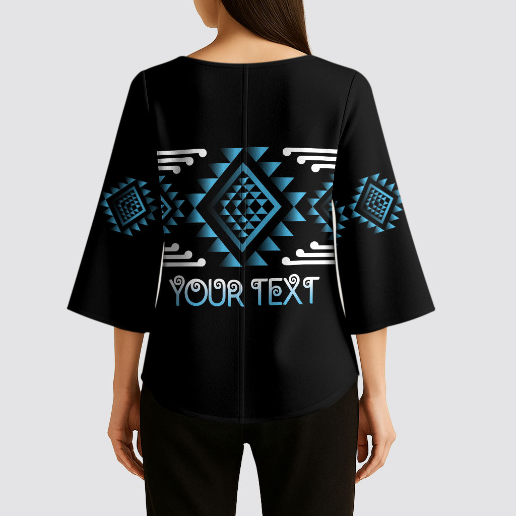 Aotearoa Atua Ranginui Personalised Kimono Sleeve Blouse Maori Sky Father Taniko Motifs