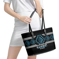 Aotearoa Atua Ranginui Leather Tote Bag Maori Sky Father Taniko Motifs