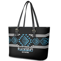 Aotearoa Atua Ranginui Leather Tote Bag Maori Sky Father Taniko Motifs