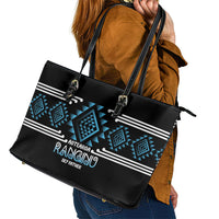 Aotearoa Atua Ranginui Leather Tote Bag Maori Sky Father Taniko Motifs