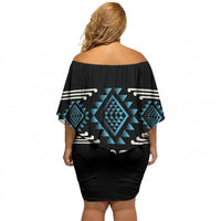 Aotearoa Atua Ranginui Personalised Off Shoulder Short Dress Maori Sky Father Taniko Motifs