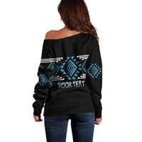 Aotearoa Atua Ranginui Personalised Off Shoulder Sweater Maori Sky Father Taniko Motifs