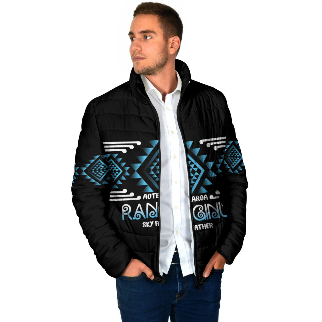 Aotearoa Atua Ranginui Personalised Padded Jacket Maori Sky Father Taniko Motifs