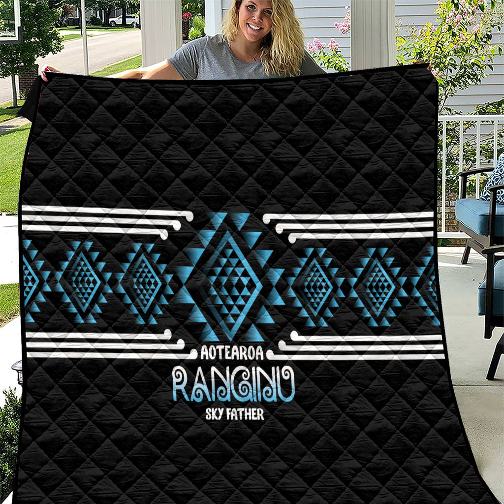 Aotearoa Atua Ranginui Quilt Maori Sky Father Taniko Motifs LT14 Blue - Polynesian Pride