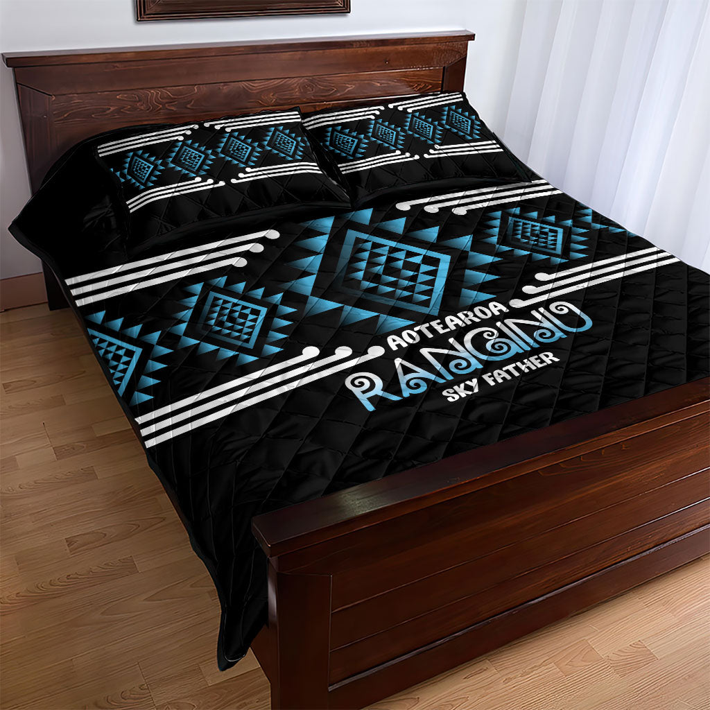 Aotearoa Atua Ranginui Quilt Bed Set Maori Sky Father Taniko Motifs
