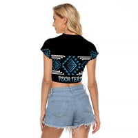 Aotearoa Atua Ranginui Personalised Raglan Cropped T Shirt Maori Sky Father Taniko Motifs