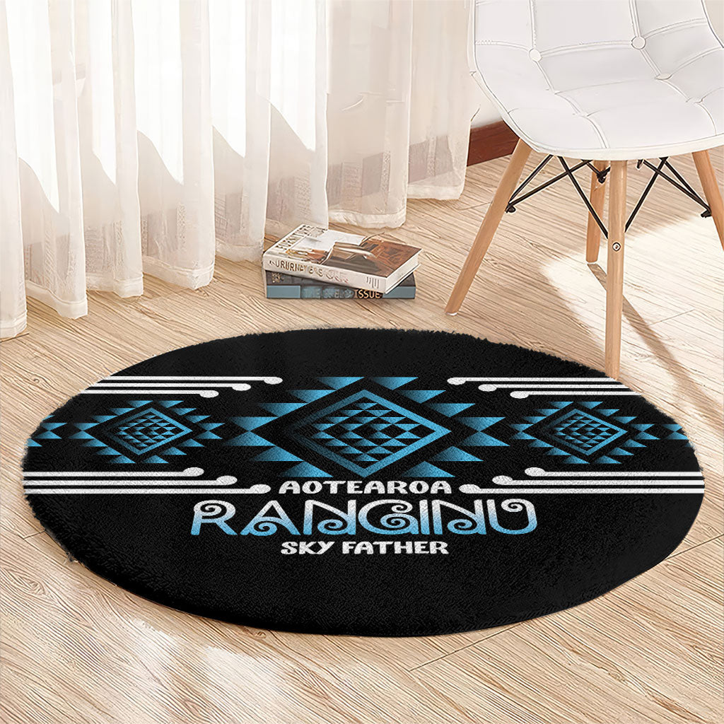 Aotearoa Atua Ranginui Round Carpet Maori Sky Father Taniko Motifs