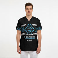Aotearoa Atua Ranginui Personalised Scrub Top Maori Sky Father Taniko Motifs