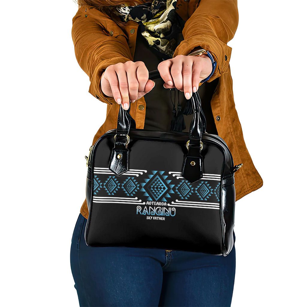 Aotearoa Atua Ranginui Shoulder Handbag Maori Sky Father Taniko Motifs LT14 One Size Blue - Polynesian Pride