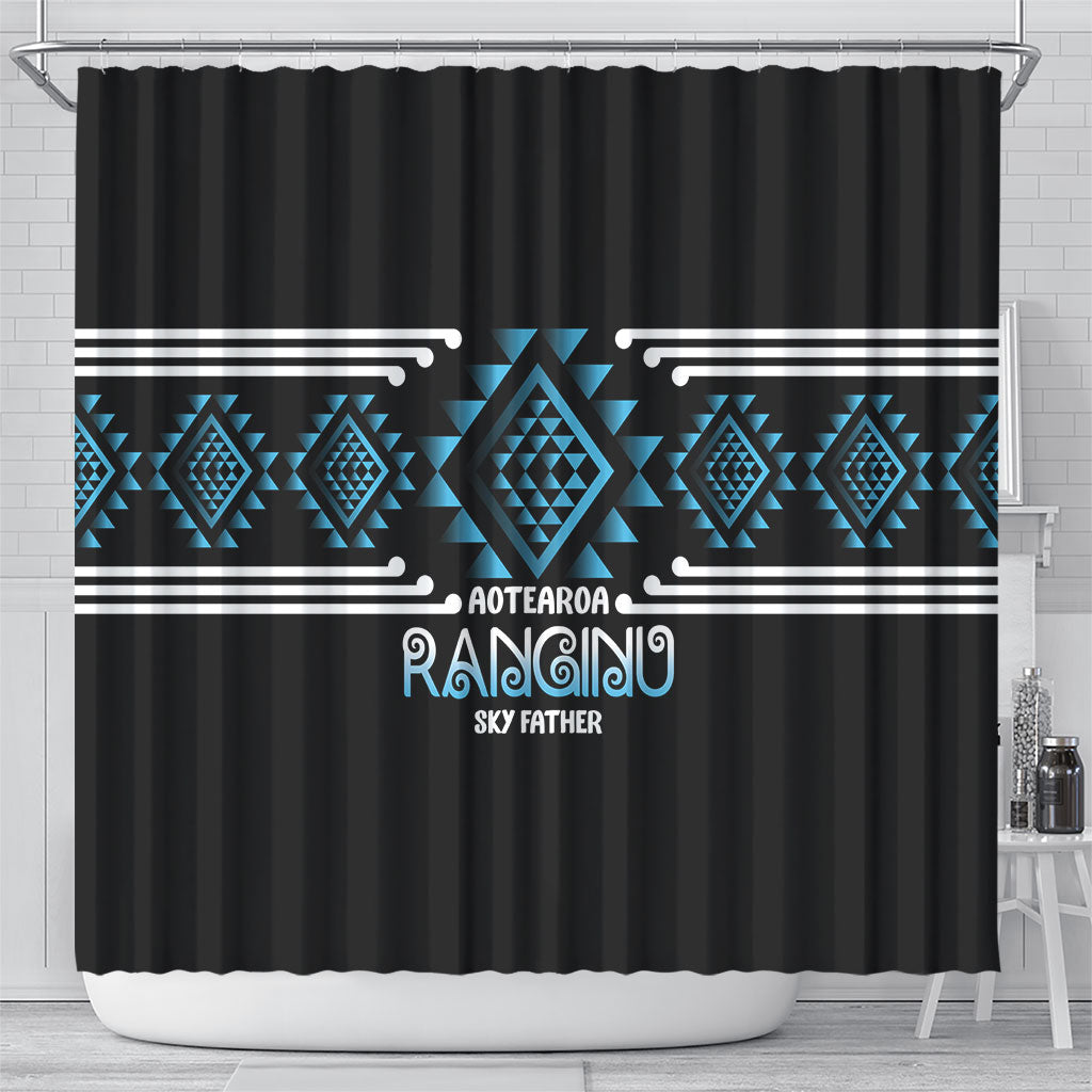Aotearoa Atua Ranginui Shower Curtain Maori Sky Father Taniko Motifs