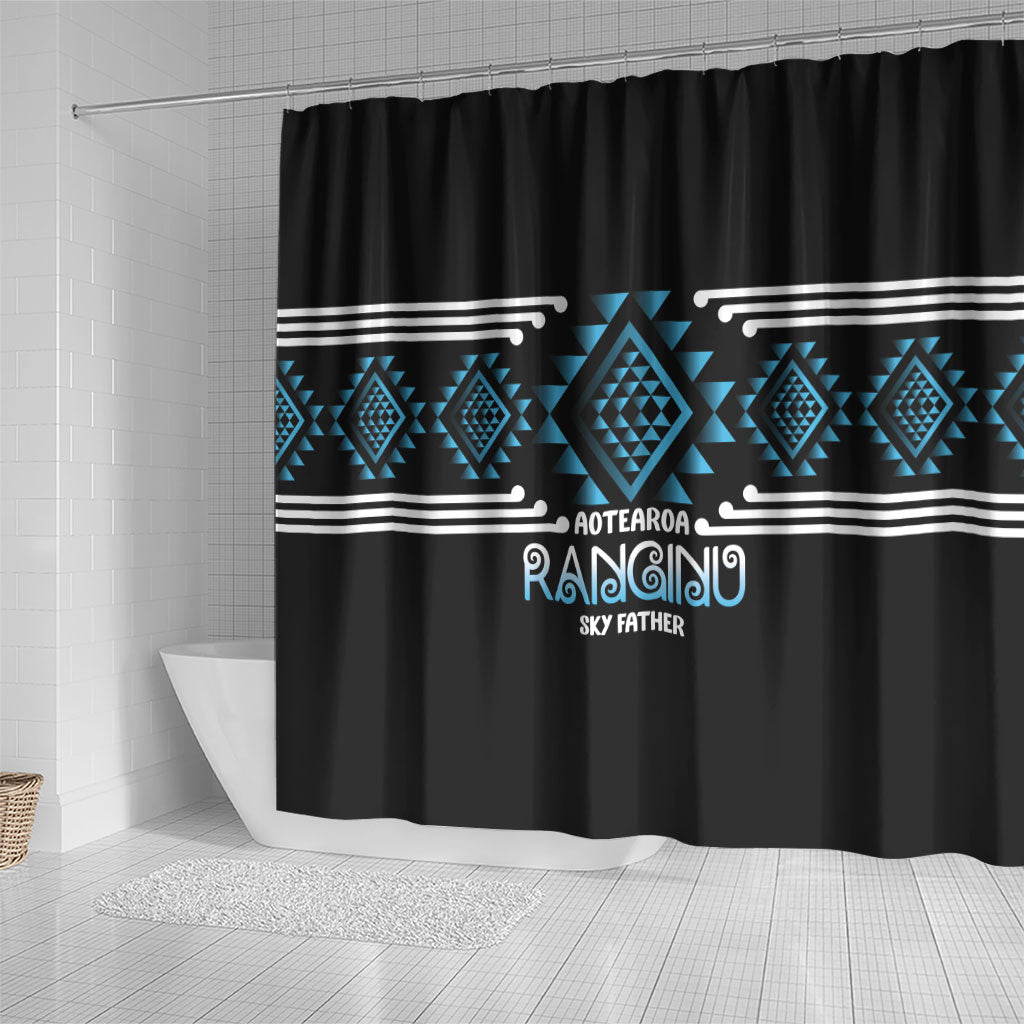 Aotearoa Atua Ranginui Shower Curtain Maori Sky Father Taniko Motifs