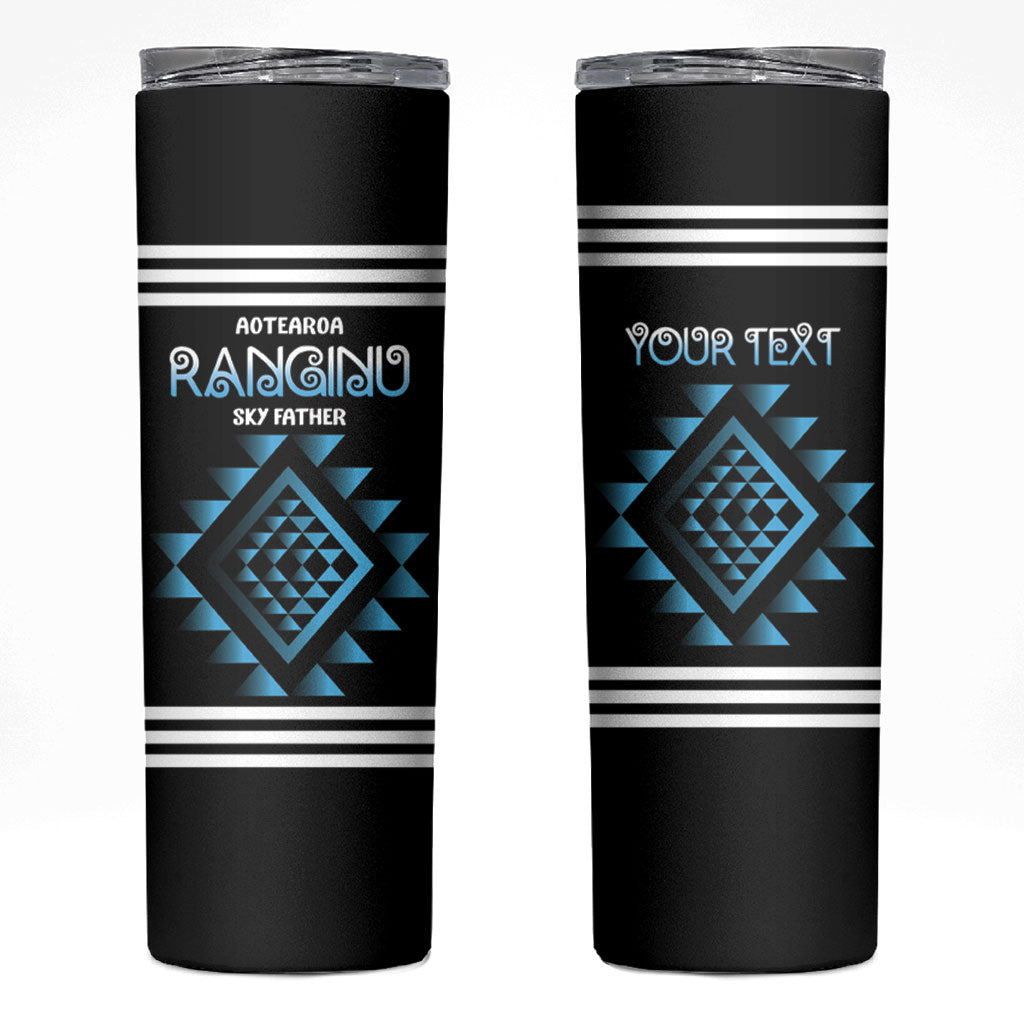 Aotearoa Atua Ranginui Personalised Skinny Tumbler Maori Sky Father Taniko Motifs