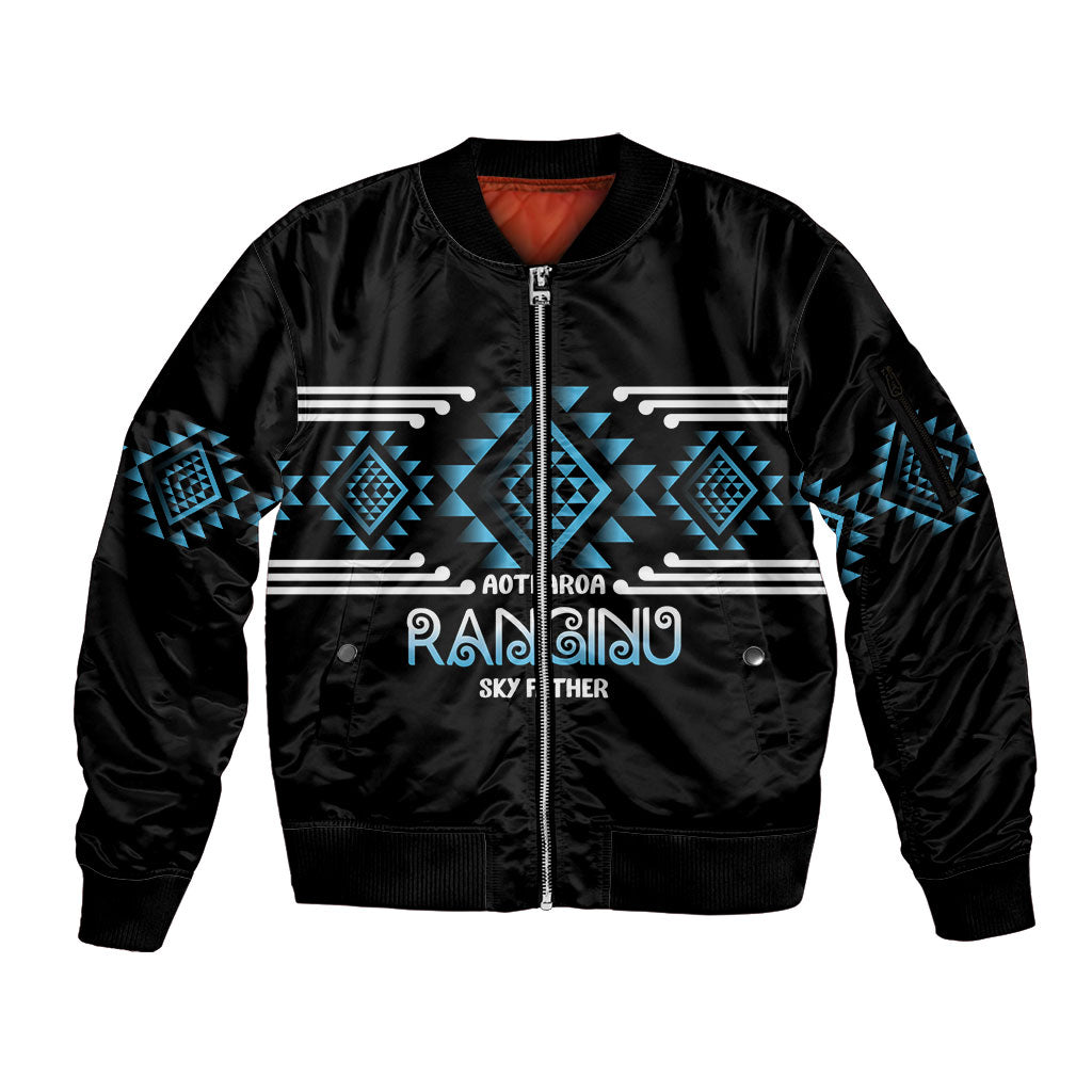 Aotearoa Atua Ranginui Personalised Sleeve Zip Bomber Jacket Maori Sky Father Taniko Motifs