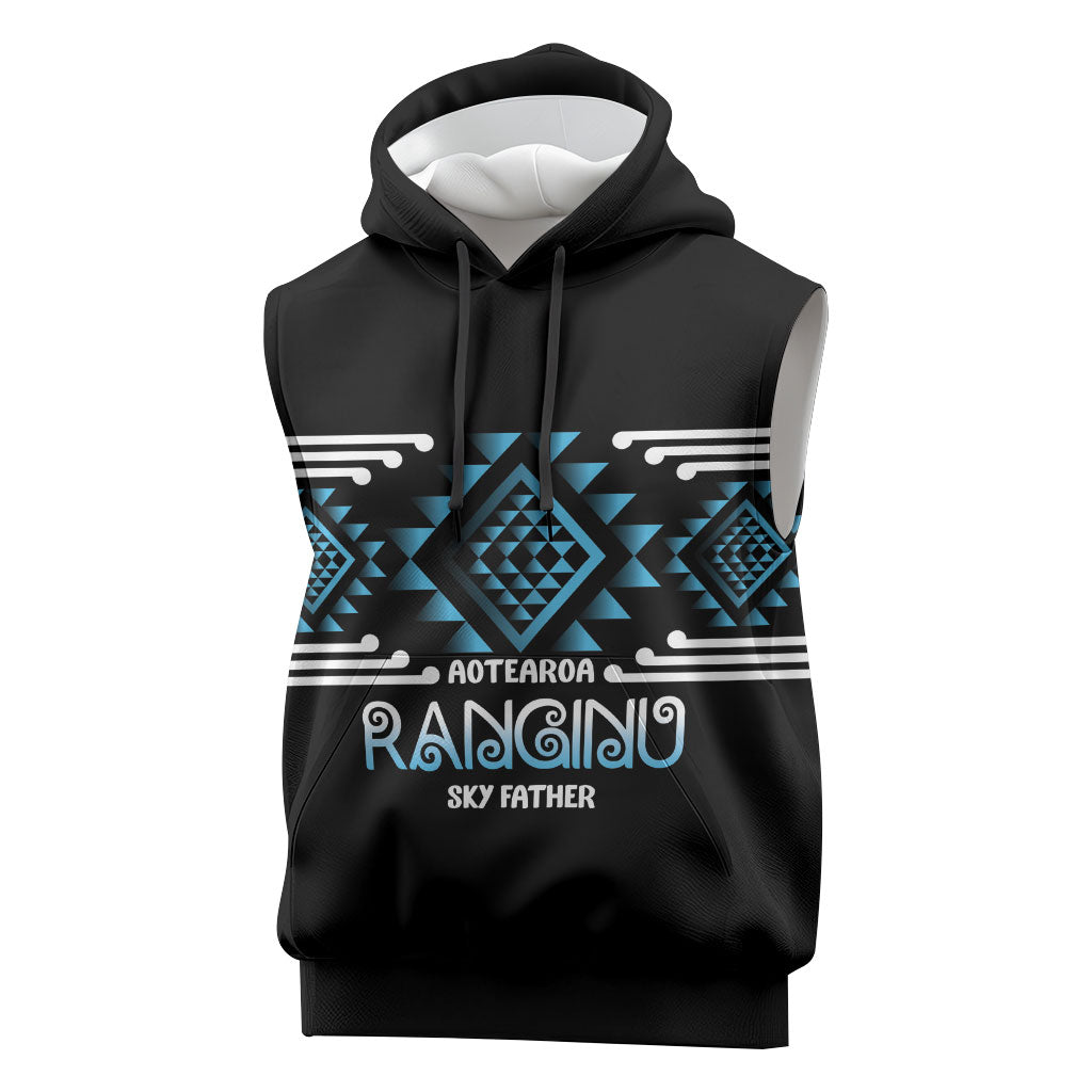 Aotearoa Atua Ranginui Personalised Sleeveless Hoodie Maori Sky Father Taniko Motifs