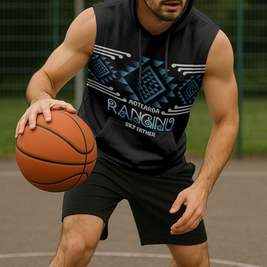 Aotearoa Atua Ranginui Personalised Sleeveless Hoodie Maori Sky Father Taniko Motifs