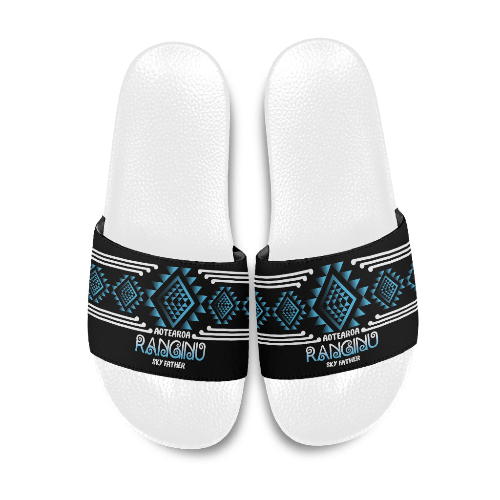 Aotearoa Atua Ranginui Slide Sandals Maori Sky Father Taniko Motifs