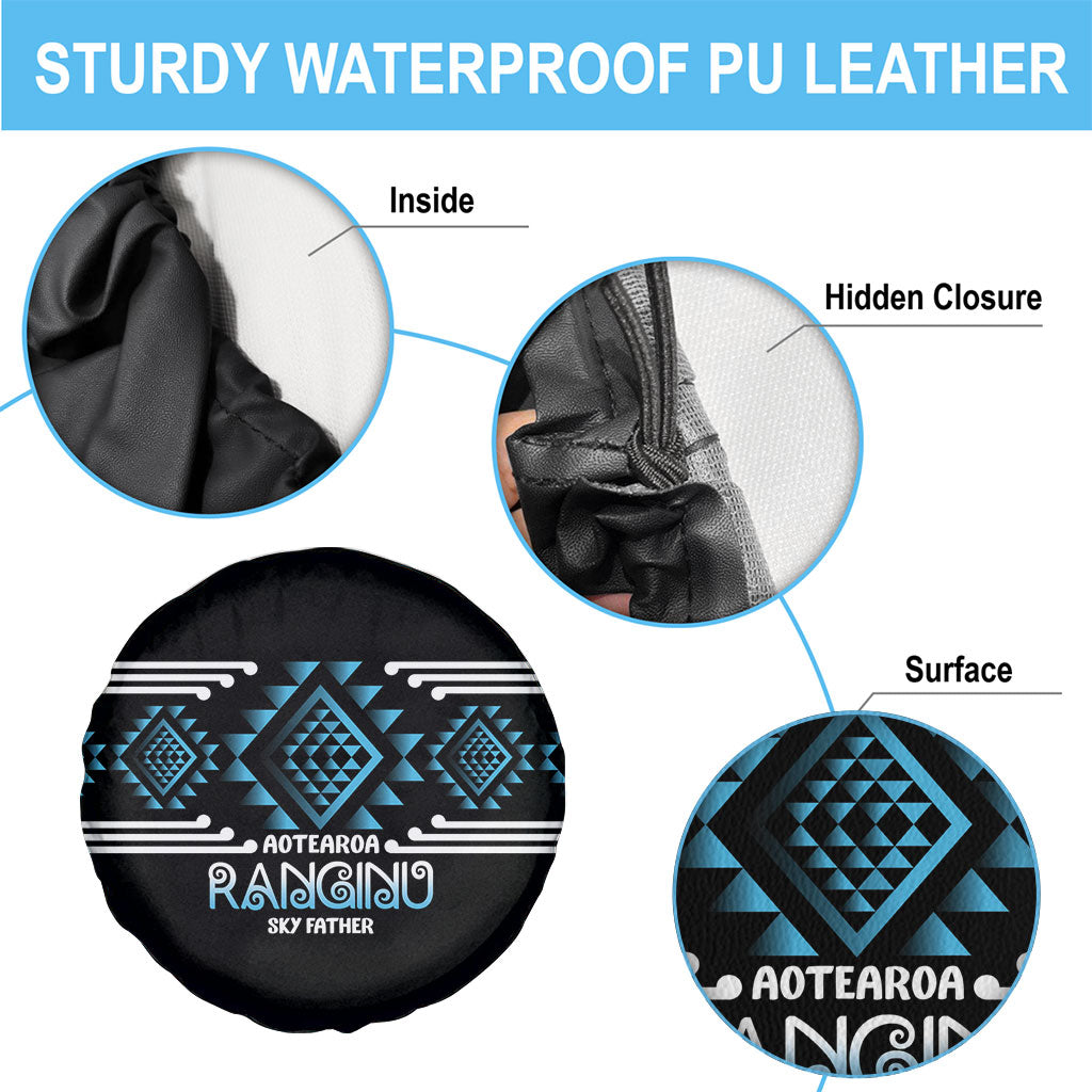 Aotearoa Atua Ranginui Spare Tire Cover Maori Sky Father Taniko Motifs