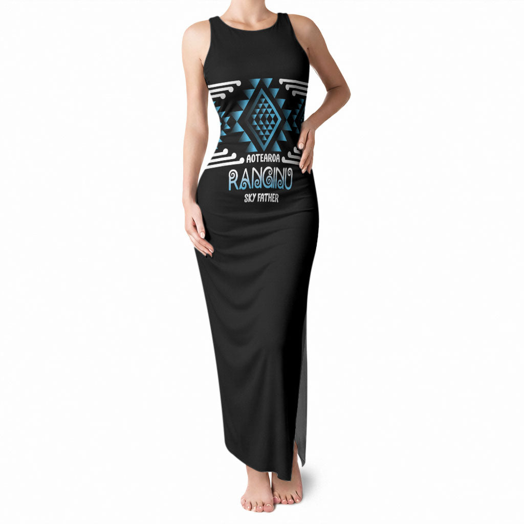 Aotearoa Atua Ranginui Personalised Tank Maxi Dress Maori Sky Father Taniko Motifs