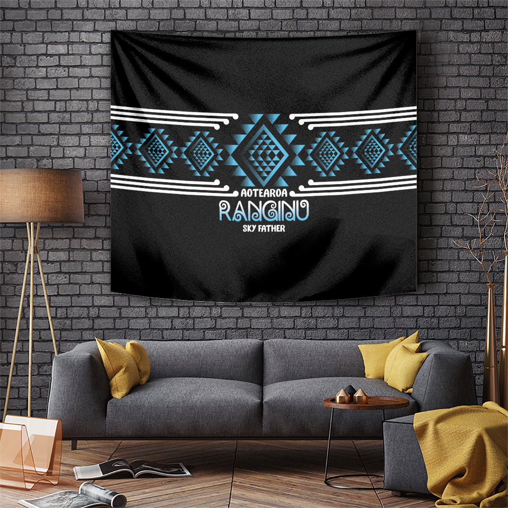 Aotearoa Atua Ranginui Tapestry Maori Sky Father Taniko Motifs LT14 Blue - Polynesian Pride