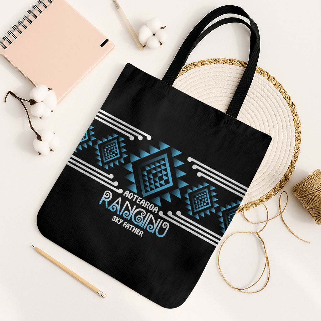 Aotearoa Atua Ranginui Tote Bag Maori Sky Father Taniko Motifs