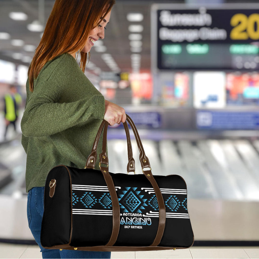 Aotearoa Atua Ranginui Travel Bag Maori Sky Father Taniko Motifs