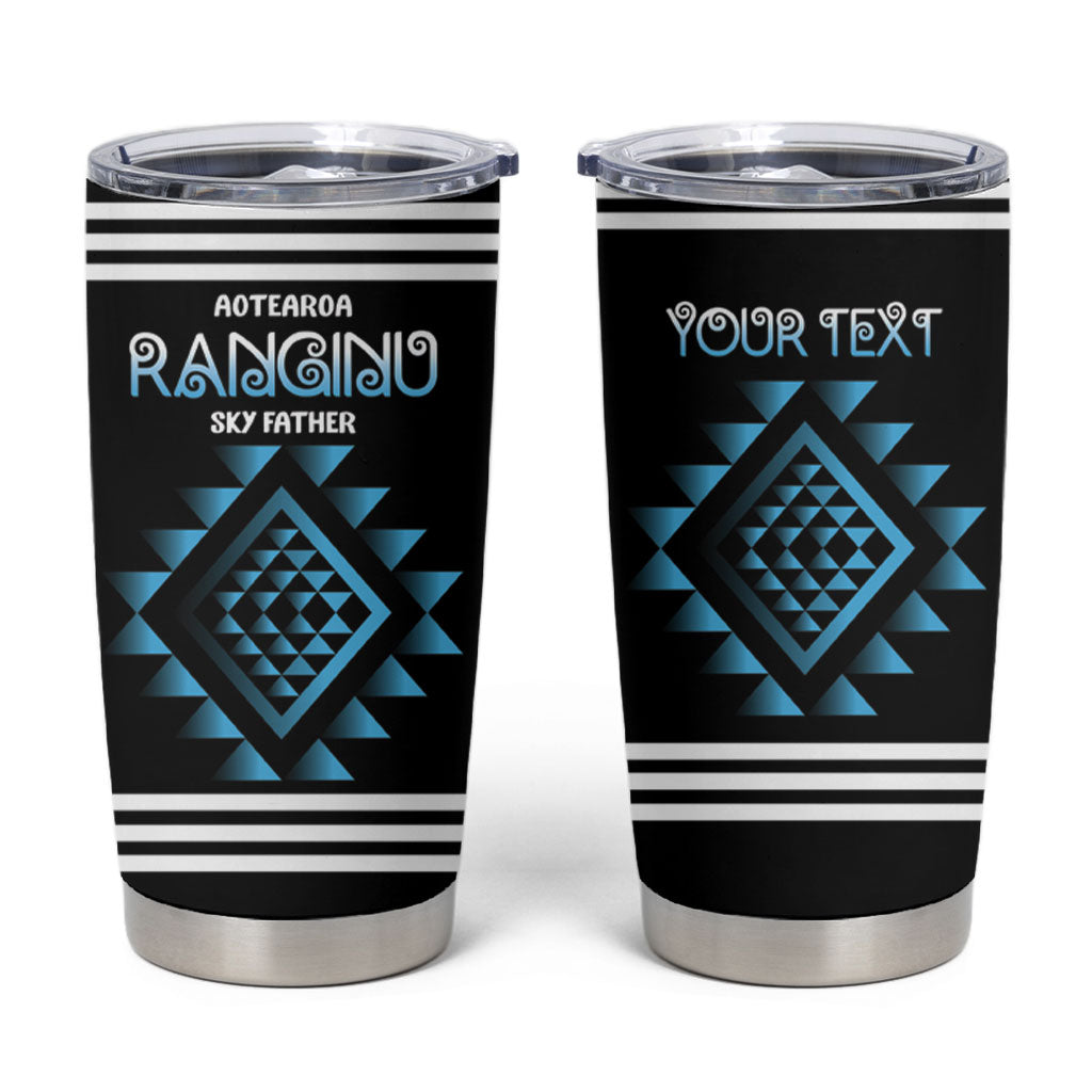 Aotearoa Atua Ranginui Personalised Tumbler Cup Maori Sky Father Taniko Motifs LT14 Blue - Polynesian Pride