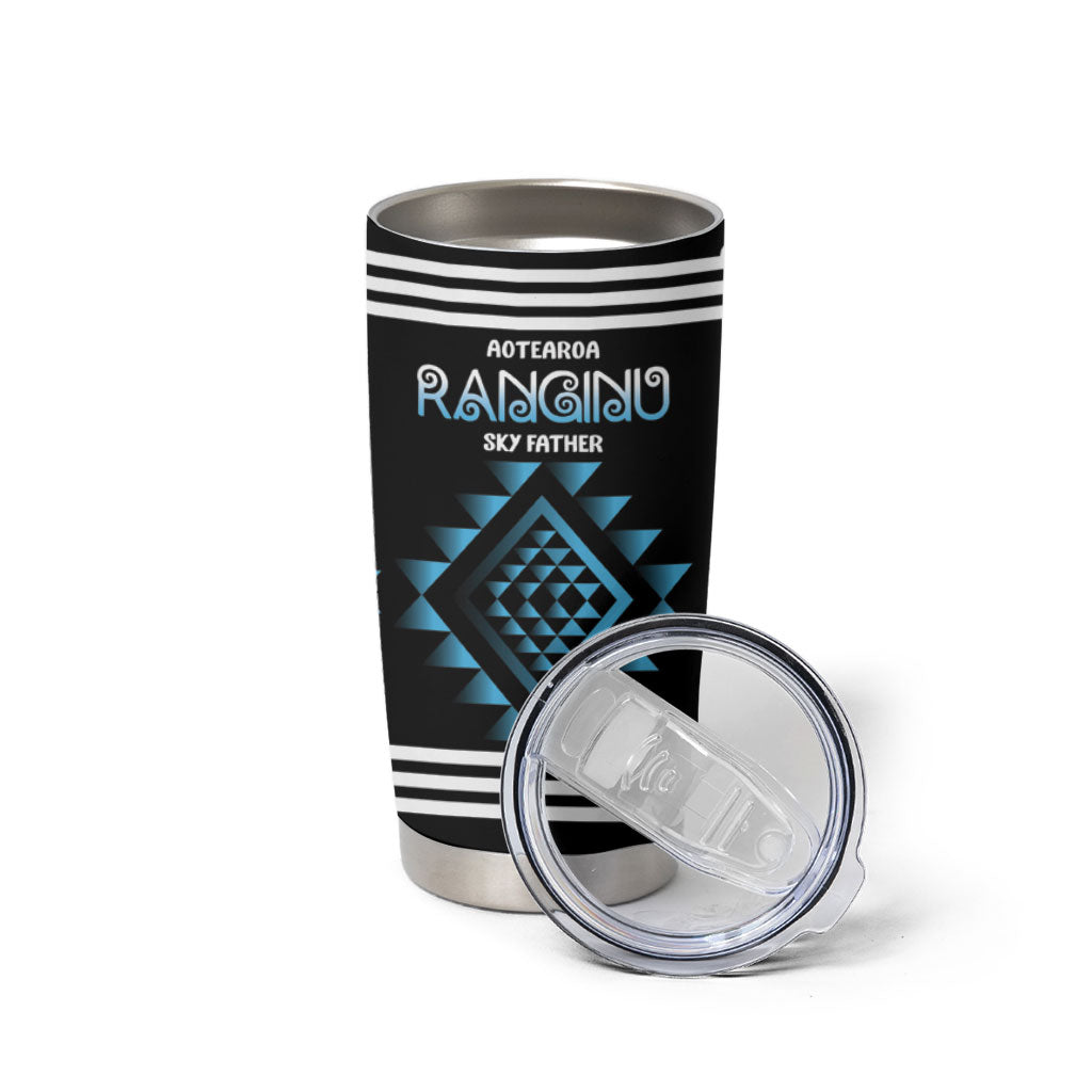 Aotearoa Atua Ranginui Personalised Tumbler Cup Maori Sky Father Taniko Motifs