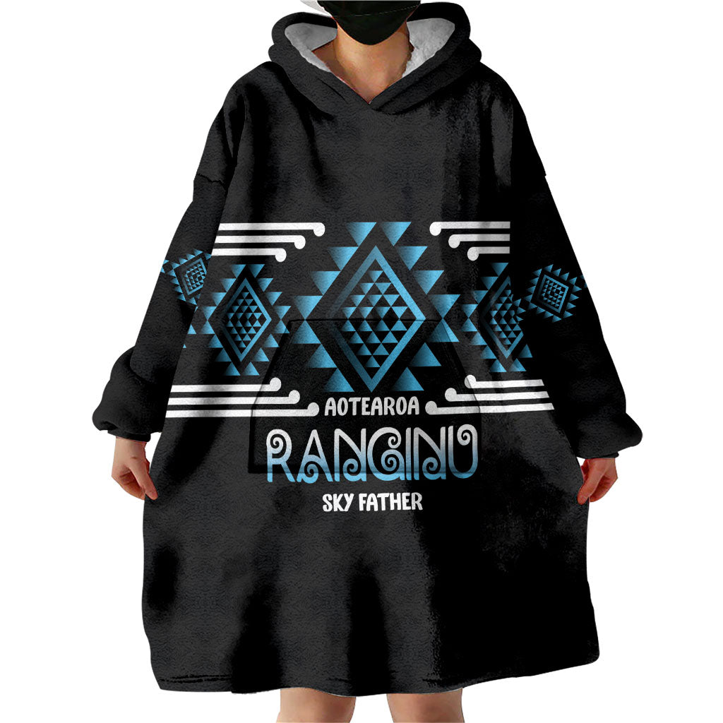 Aotearoa Atua Ranginui Personalised Wearable Blanket Hoodie Maori Sky Father Taniko Motifs
