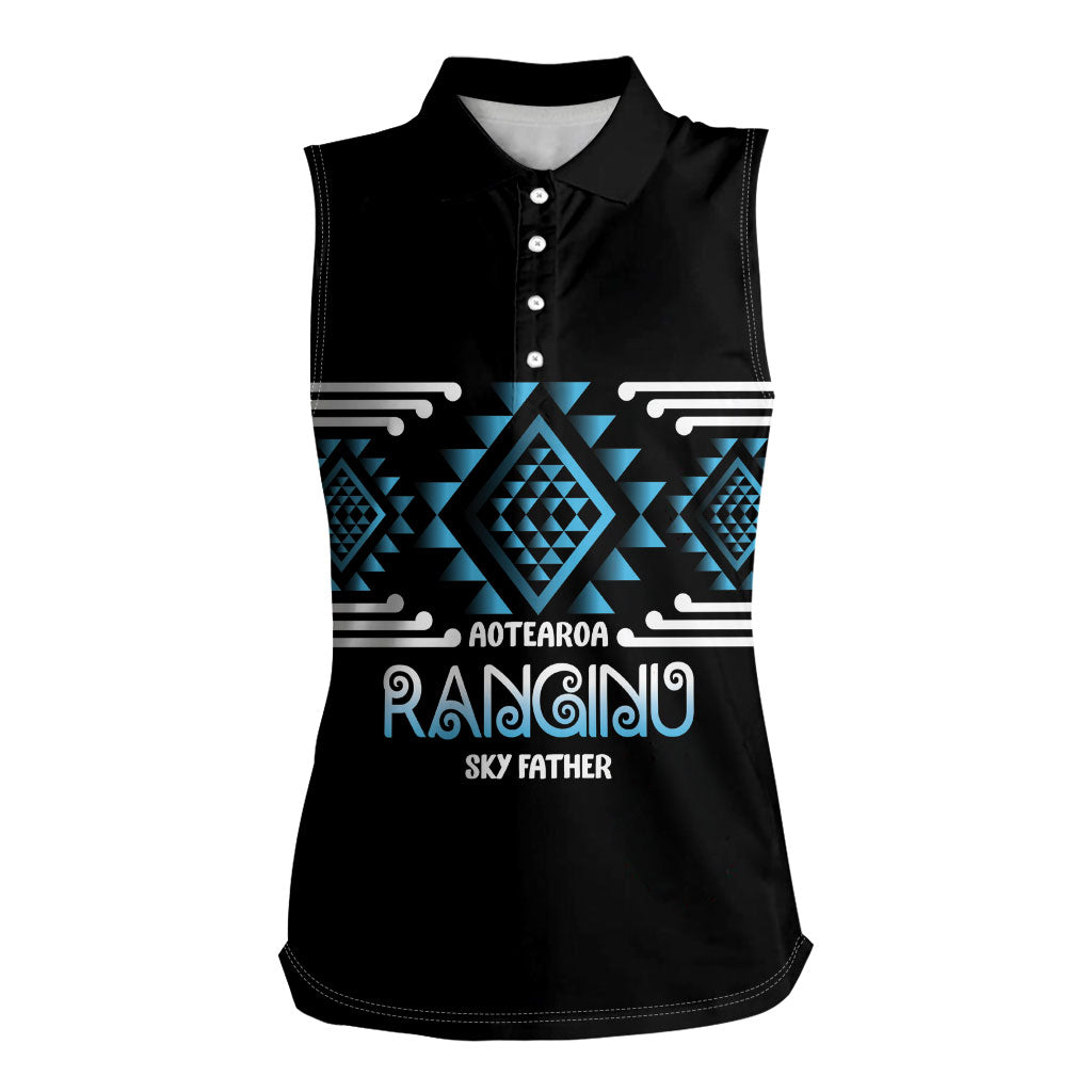 Aotearoa Atua Ranginui Personalised Women Sleeveless Polo Shirt Maori Sky Father Taniko Motifs