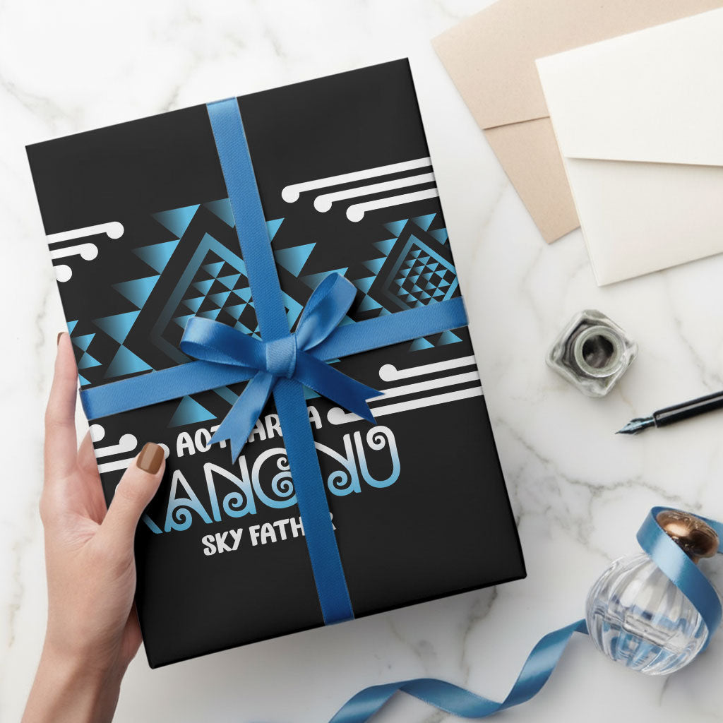 Aotearoa Atua Ranginui Wrapping Paper Maori Sky Father Taniko Motifs