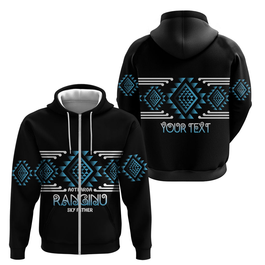 Aotearoa Atua Ranginui Personalised Zip Hoodie Maori Sky Father Taniko Motifs