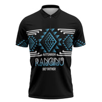 Aotearoa Atua Ranginui Personalised Zipper Polo Shirt Maori Sky Father Taniko Motifs