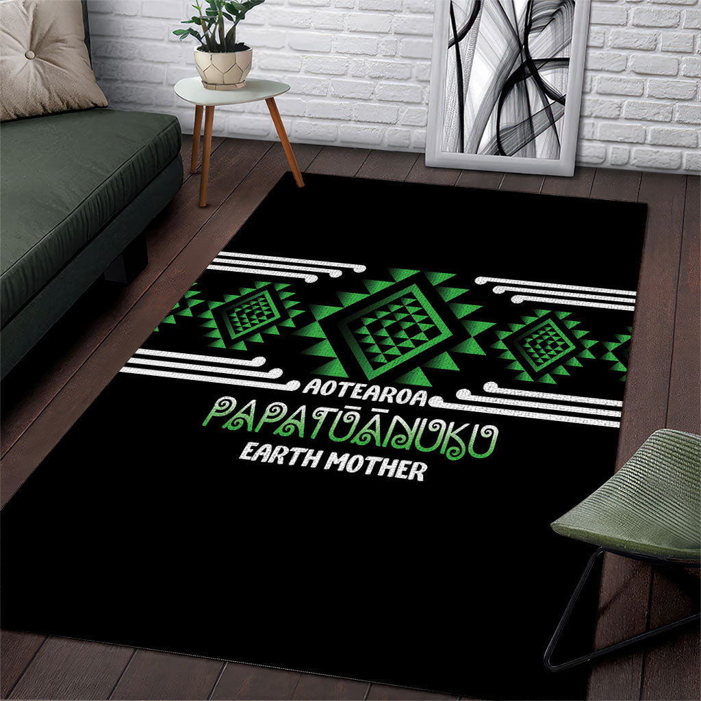 Aotearoa Atua Papatuanuku Area Rug Maori Earth Mother Taniko Motifs
