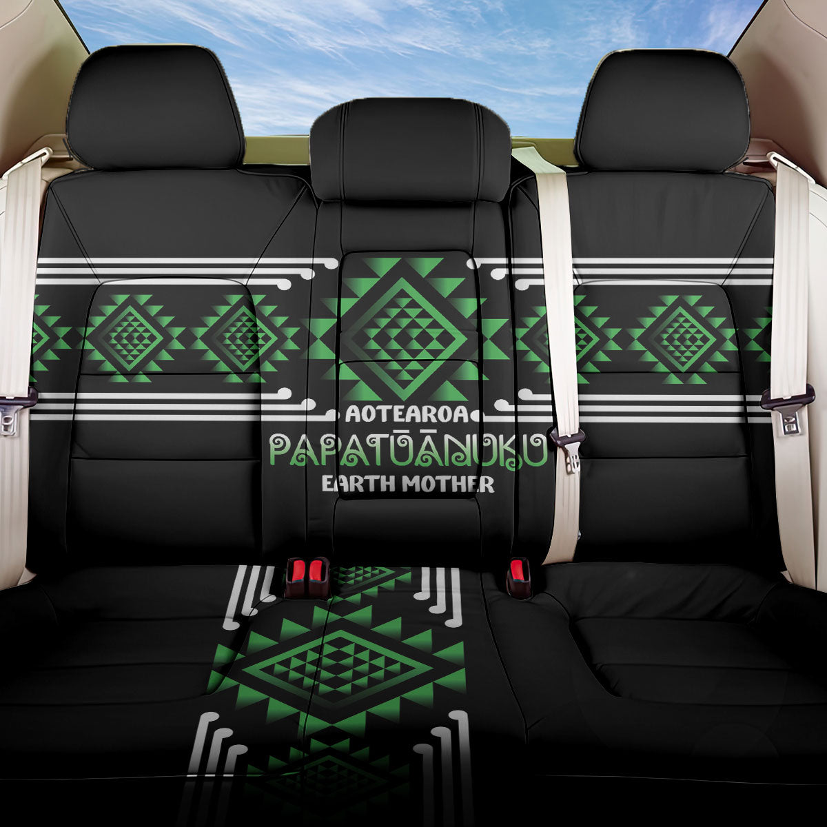 Aotearoa Atua Papatuanuku Back Car Seat Cover Maori Earth Mother Taniko Motifs