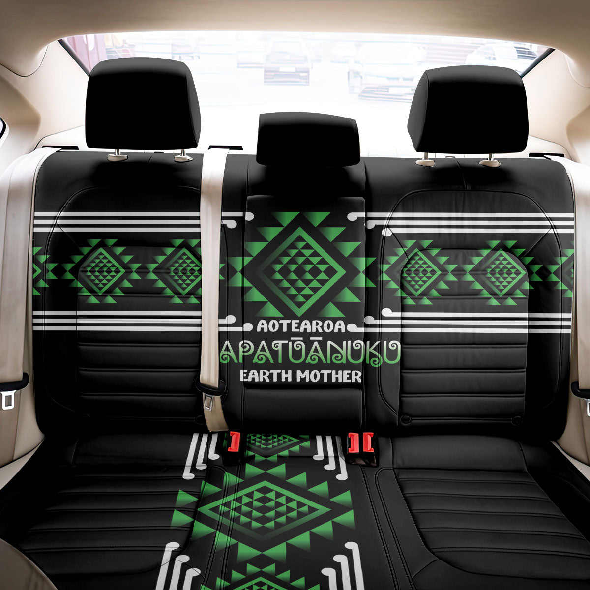 Aotearoa Atua Papatuanuku Back Car Seat Cover Maori Earth Mother Taniko Motifs