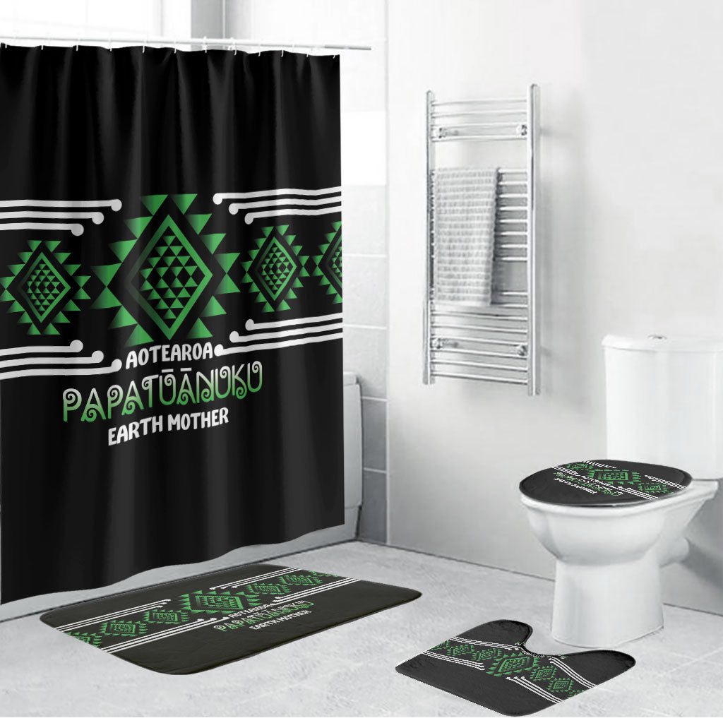 Aotearoa Atua Papatuanuku Bathroom Set Maori Earth Mother Taniko Motifs LT14 Bathroom Set (4 pcs) Green - Polynesian Pride
