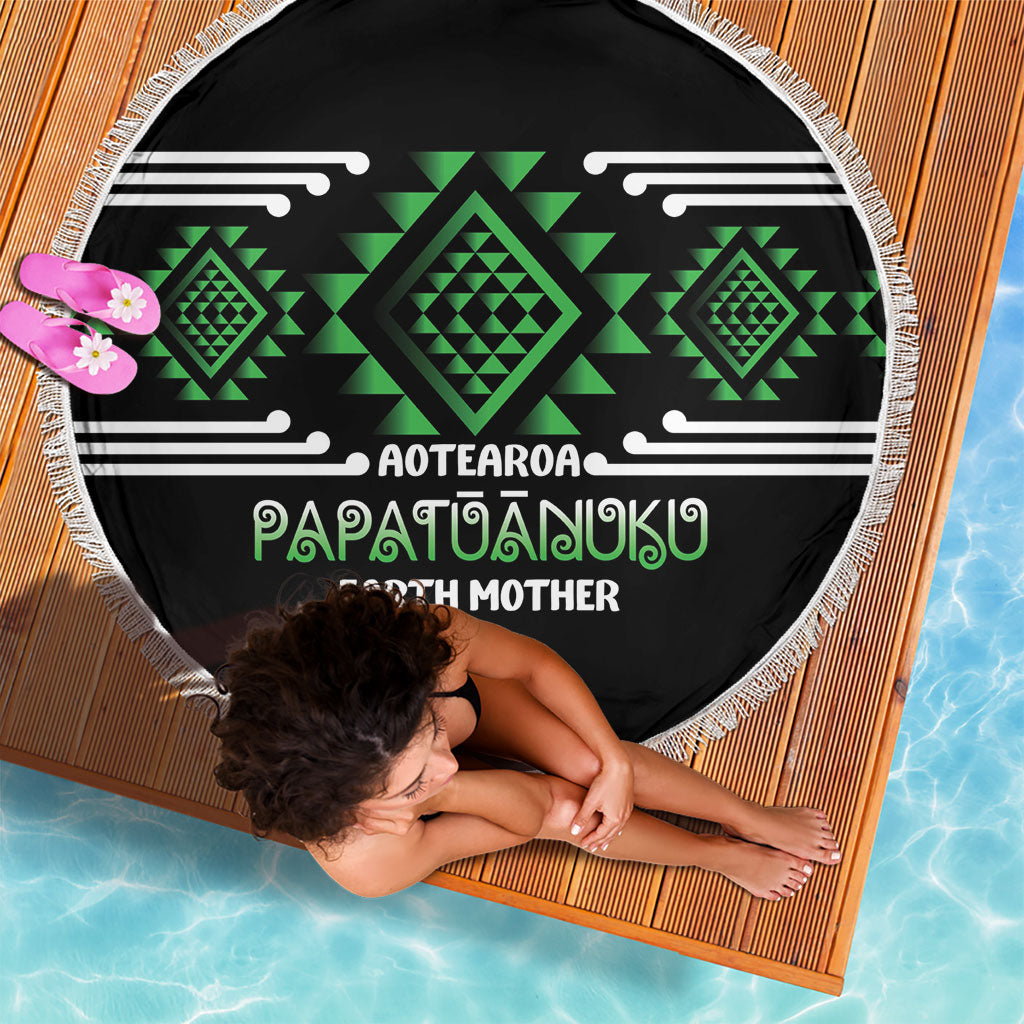 Aotearoa Atua Papatuanuku Beach Blanket Maori Earth Mother Taniko Motifs